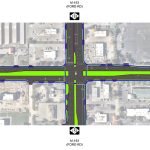 Gray and white Haggerty Road intersection map with green stripe